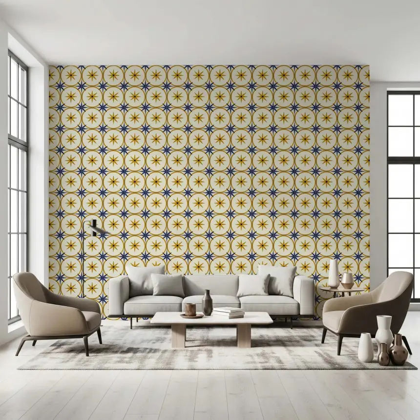 Farmhouse Timeless Backsplash Gold Wallpaper