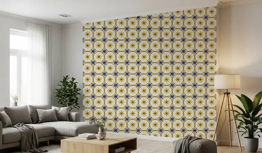 Farmhouse Timeless Backsplash Gold Wallpaper