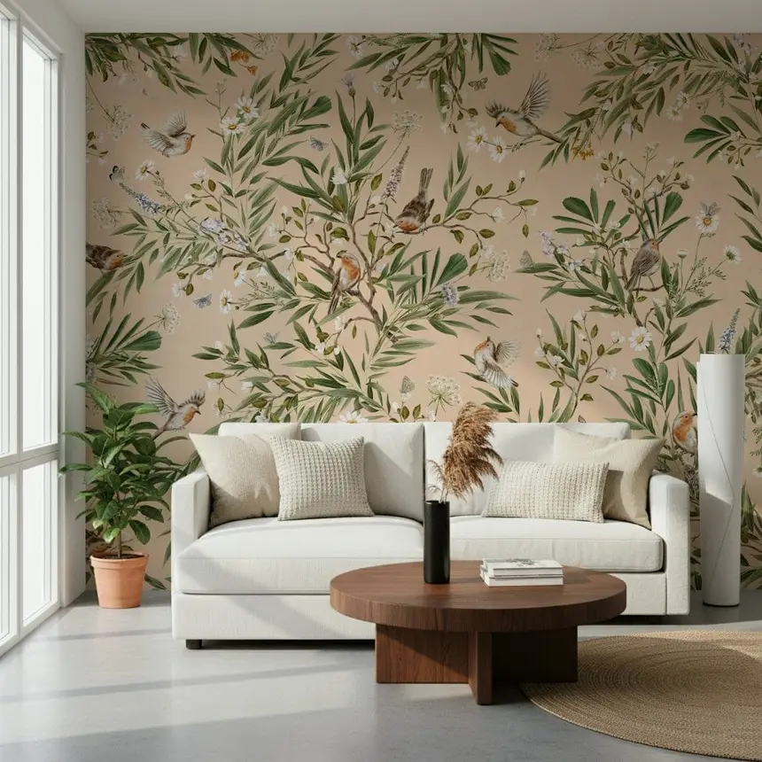 Floral Aviary Wall Mural