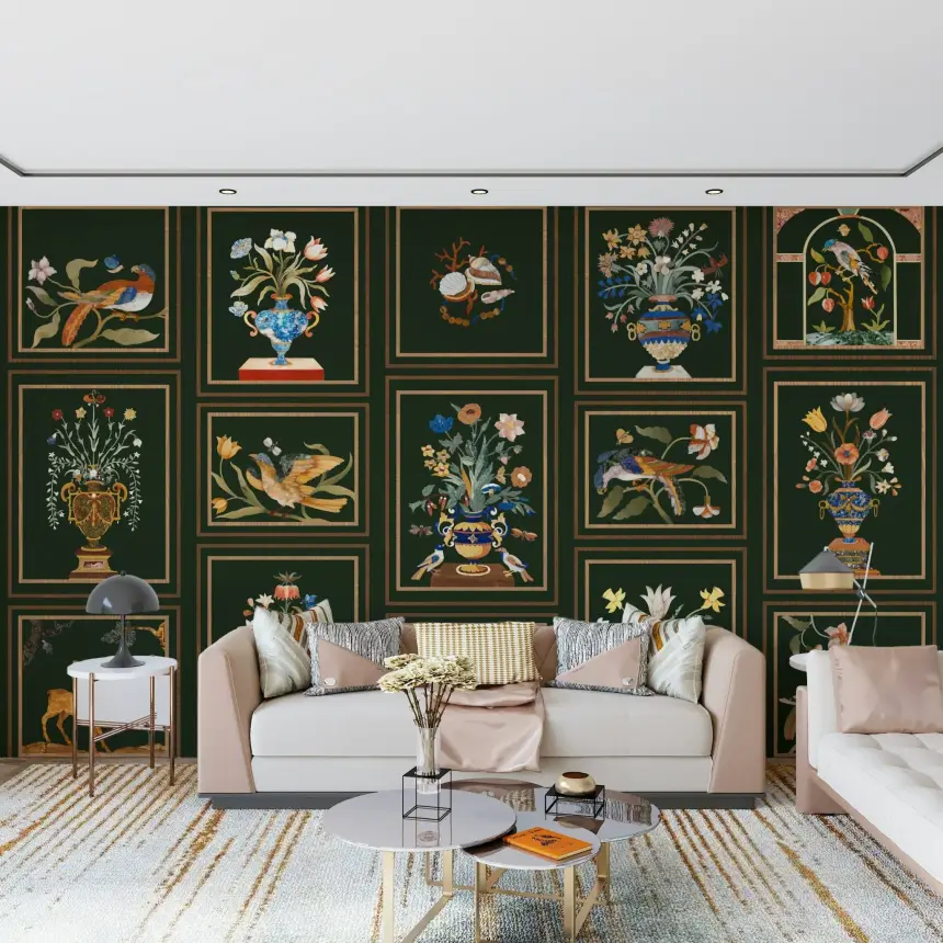 Floral & Fauna Panels Wall Mural