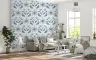 Contemporary Blue Floral Symmetry Wallpaper 7