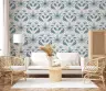 Contemporary Blue Floral Symmetry Wallpaper 8