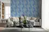 Classic Blue Floral Bouquet Tile Pattern Wallpaper 6