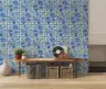 Classic Blue Floral Bouquet Tile Pattern Wallpaper 7