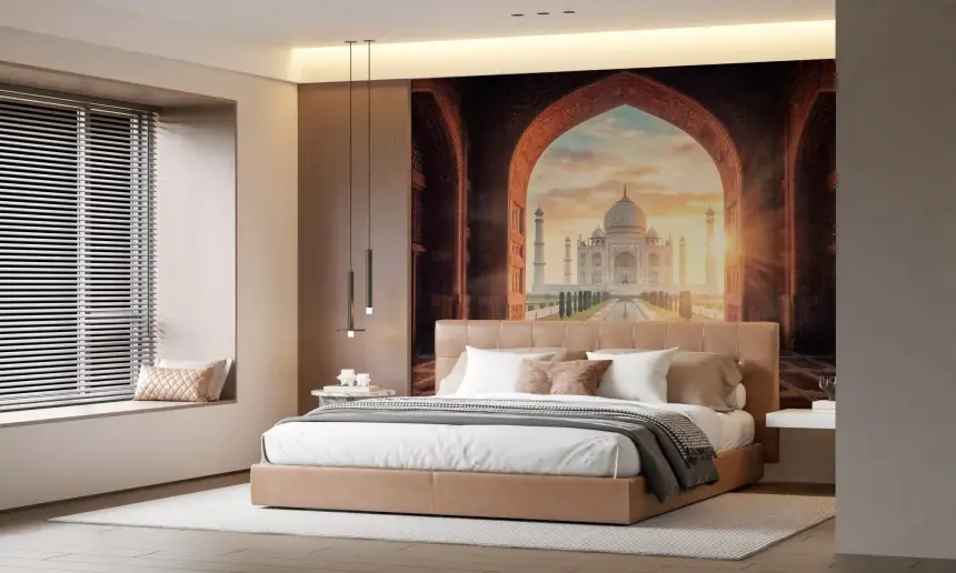 Gateway to Grandeur: Taj Mahal at Golden Hour Wall Mural