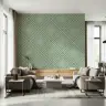 Sage Green Geometric Concentric Squares Wallpaper 8