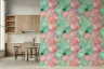 Pink and Teal Gilded Abstract Watercolor Wallpaper 8
