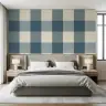 Dusty Blue Gingham Checkered Pattern Wallpaper 6