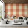 Terracotta and Cream Gingham Check Pattern Wallpaper 8