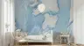 Textured Abstract Blue Ocean and White Landmass Mural 6