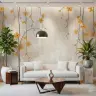 Textured Golden Blossom Cascade Wall Mural 8