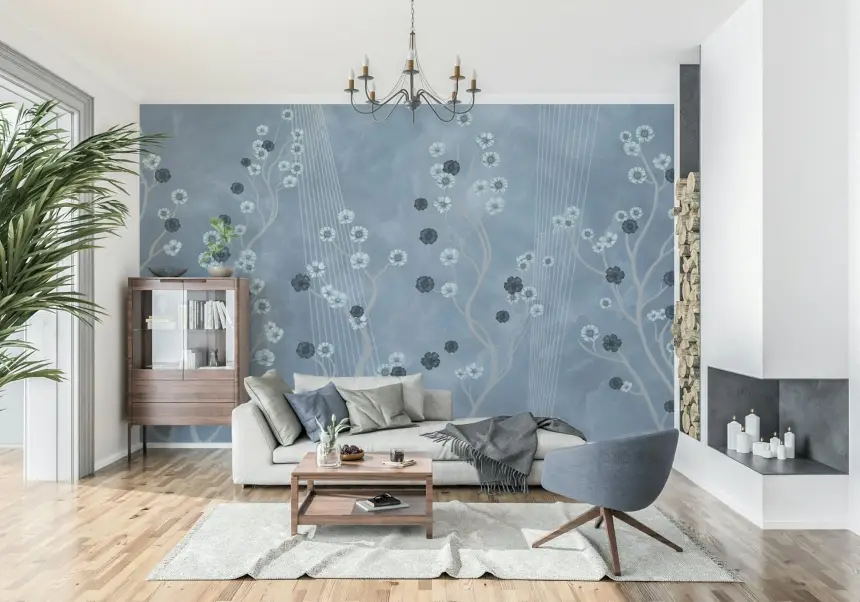 Indigo Bloom Trail Wall Mural