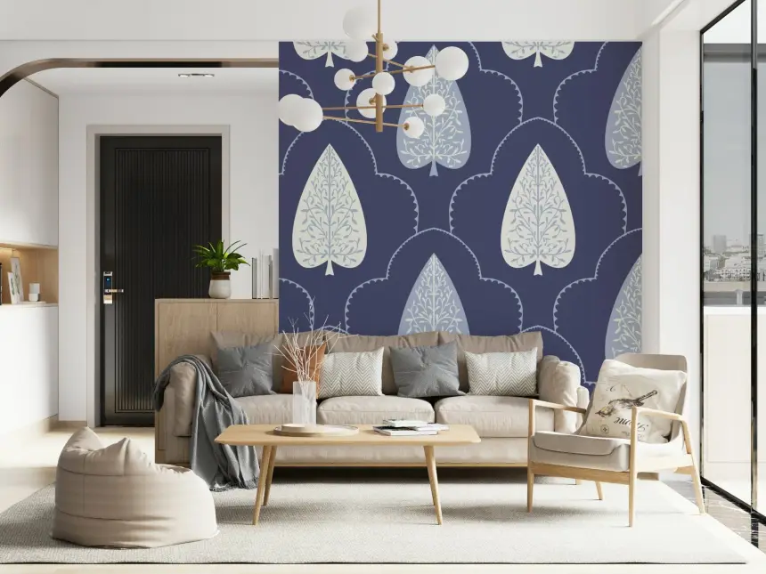 Indigo Grove: Botanical Echoes Wallpaper