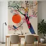 Vibrant Abstract Tree and Bird Wall Mural with Sunrise 6