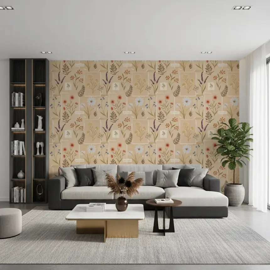 Jardin Des Fleurs Collage Vintage Wallpaper