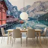 Alpine Lake Boathouse Reflection Wall Mural 6