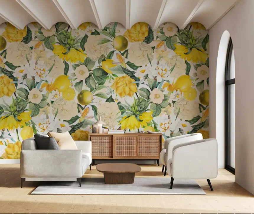 Lemon Bloom Garden Wall Mural