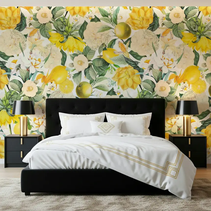 Lemon Bloom Garden Wall Mural