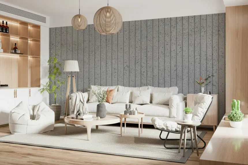Linear Concrete Illusion Wall Mural -2306793
