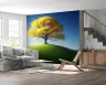 Vibrant Golden Tree on Green Hill Wall Mural 6