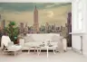 Vintage Manhattan Skyline Wall Mural with Full Moon 7