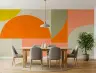 Orange Peach Olive Geometric Arc Blocks Wallpaper Mural 8