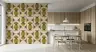 Olive Gold Semicircle Grid Pattern Wallpaper 6