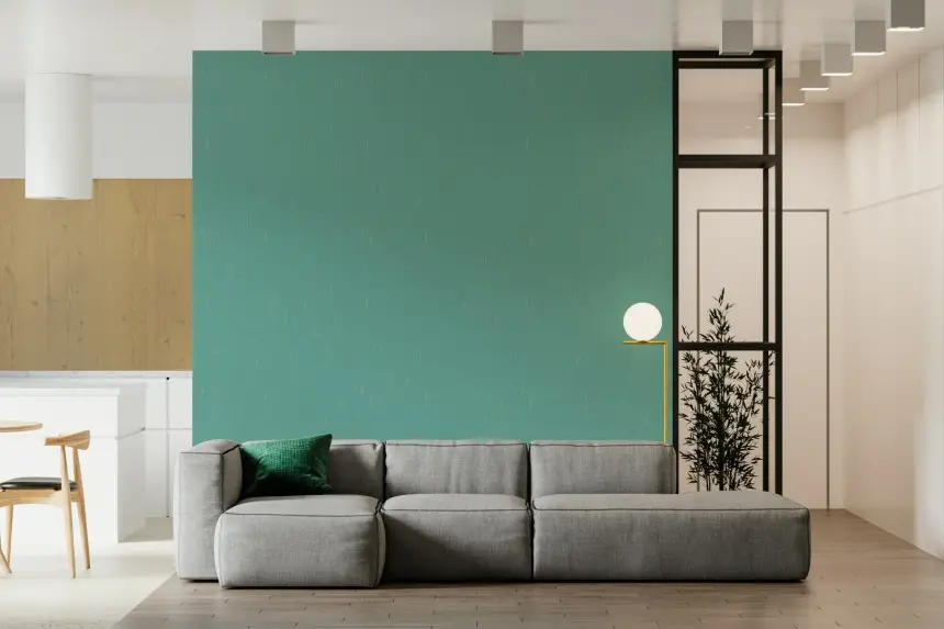 Mid Mod Atomic Linen Texture Blue Wallpaper