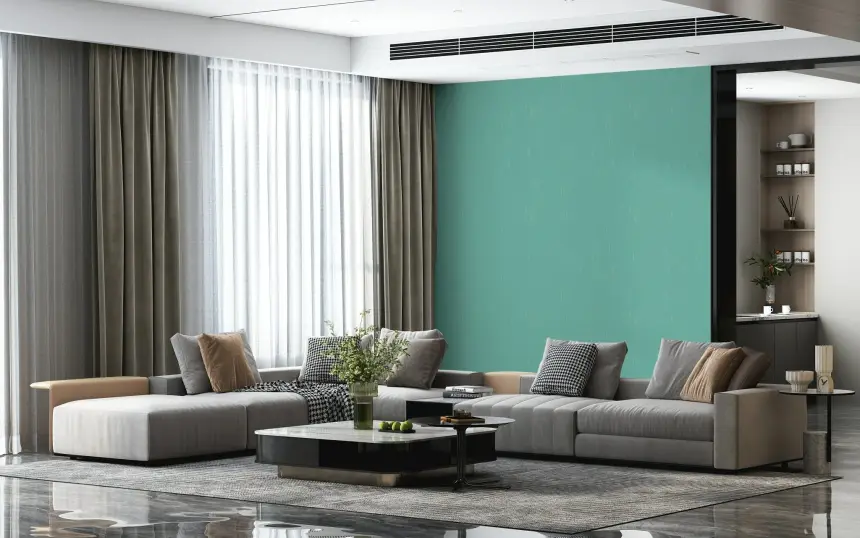 Mid Mod Atomic Linen Texture Blue Wallpaper