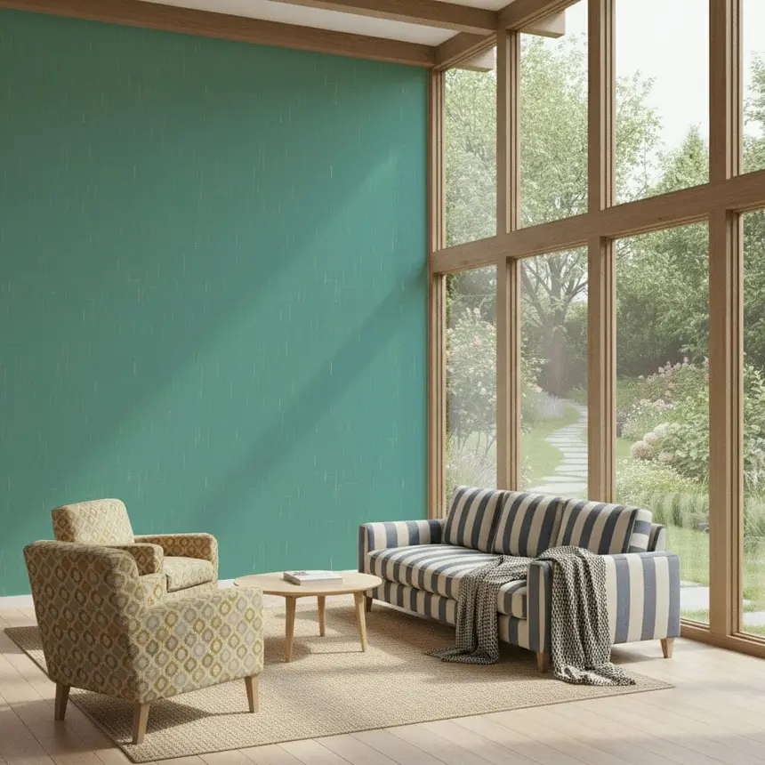 Mid Mod Atomic Linen Texture Blue Wallpaper
