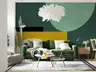 Modern Geometric Curves Wall Mural in Green and Mustard 6
