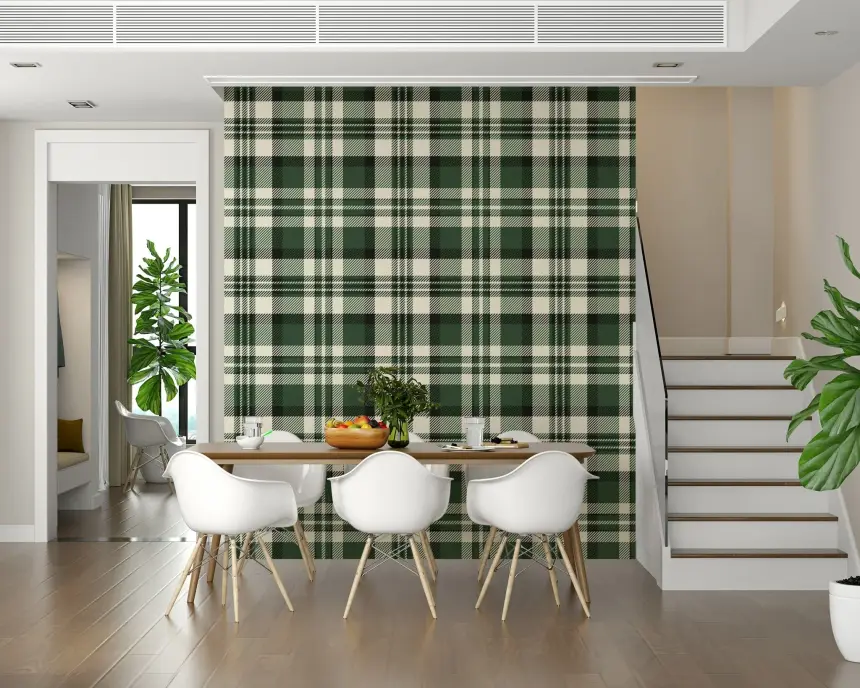 Modern Green Plaid Wallpaper