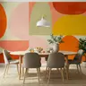 Terracotta Blush Yellow Olive Abstract Curves Wallpaper Mural 7