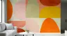 Terracotta Blush Yellow Olive Abstract Curves Wallpaper Mural 6