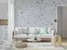 Serene White Grey Terrazzo Chip Pattern Wallpaper 6