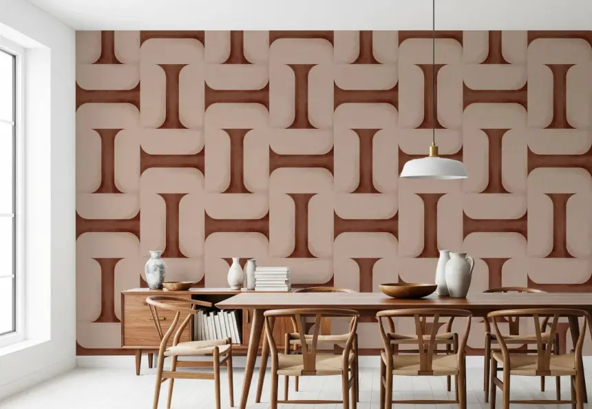 Modern Textured Tiles Copper Wallpaper