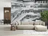 Monochrome Library Architectural Wall Mural 8