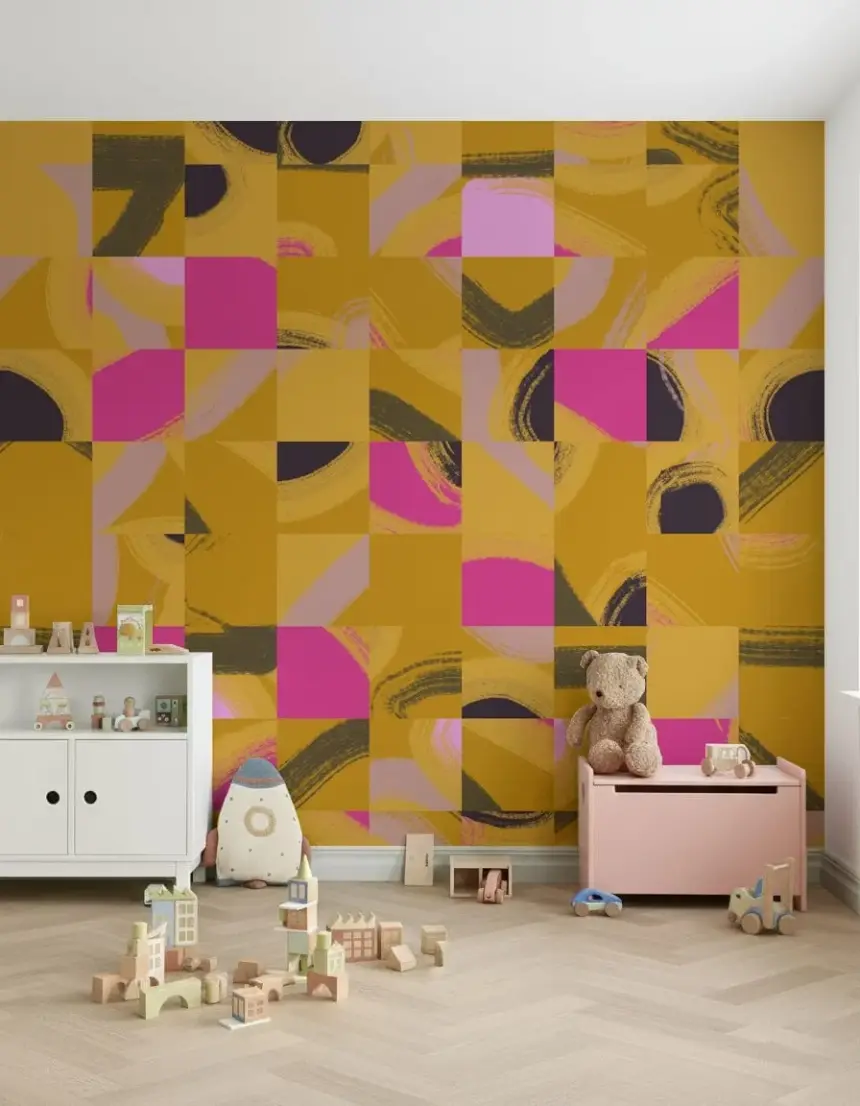Mosaic Brushstrokes Abstract Wall Mural