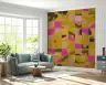 Mustard Magenta Charcoal Abstract Grid Mural 6