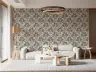 Elegant Grey Floral Wallpaper with White Blooms and Brown Leaves 6