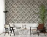 Elegant Grey Floral Wallpaper with White Blooms and Brown Leaves 8