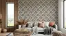 Elegant Grey Floral Wallpaper with White Blooms and Brown Leaves 7