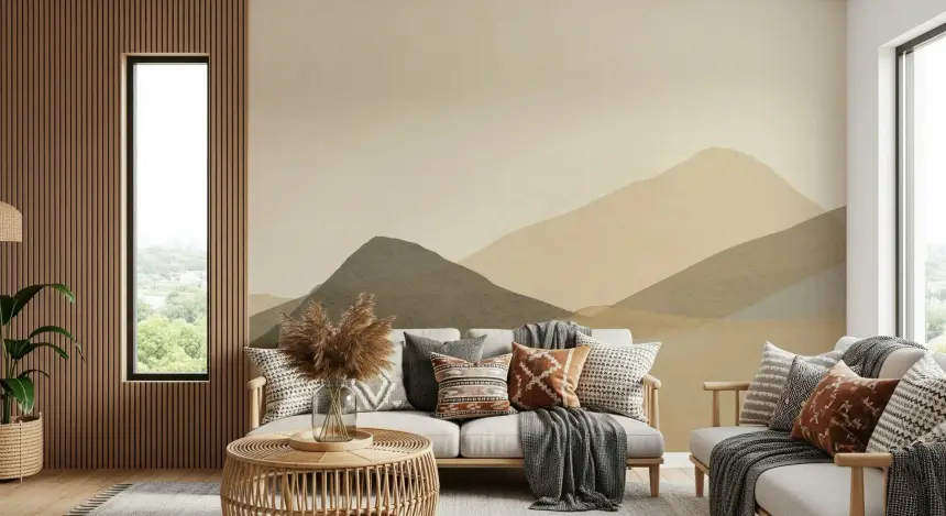 Neutral Hues Mountain Range Serenity Wall Mural - 2898216
