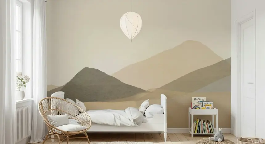 Neutral Hues Mountain Range Serenity Wall Mural - 2898216