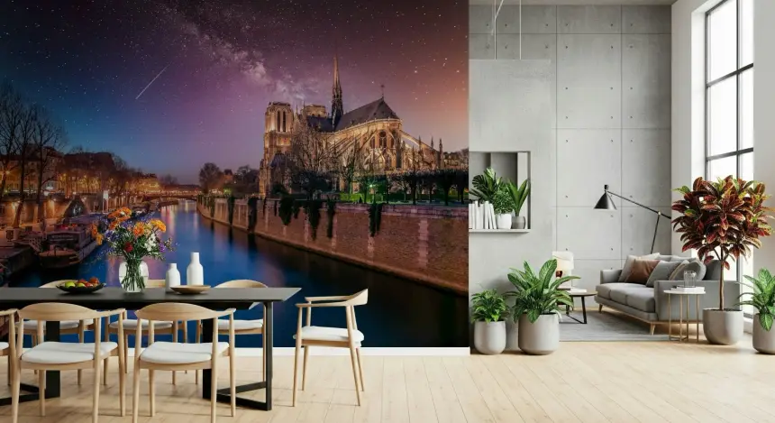 Notre-Dame Starry Night Wall Mural