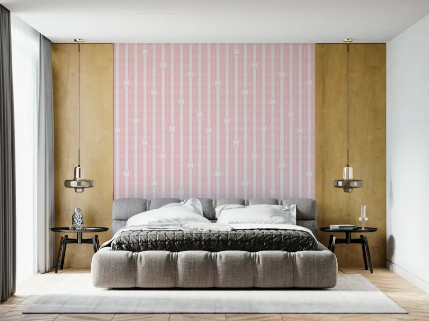 Pink Petals & Stripes Wallpaper
