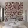 Contemporary Burgundy Poppy Floral Wall Mural 7