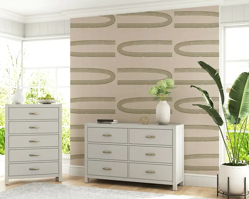 Retro Arch Lines - Sage & Olive Mid Century Modern Wallpaper
