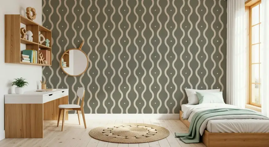 Retro Rhythm Taupe Wallpaper
