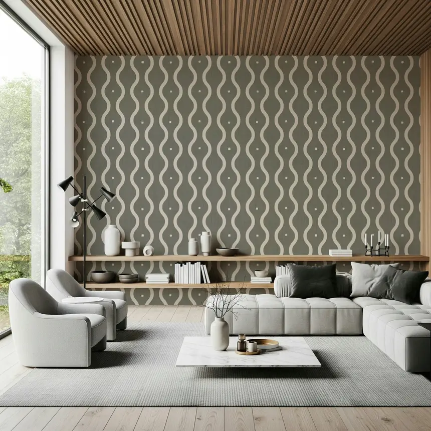 Retro Rhythm Taupe Wallpaper